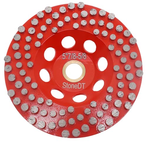 5” Concrete Grinding Wheel, Diamond Grinding Cup Wheel for Marble Granite, Angle Grinder Cup Wheel Fits 7/8-5/8 Inch Arbor, 16/20 Coarse Grit, Dot Segment - style: 5''
