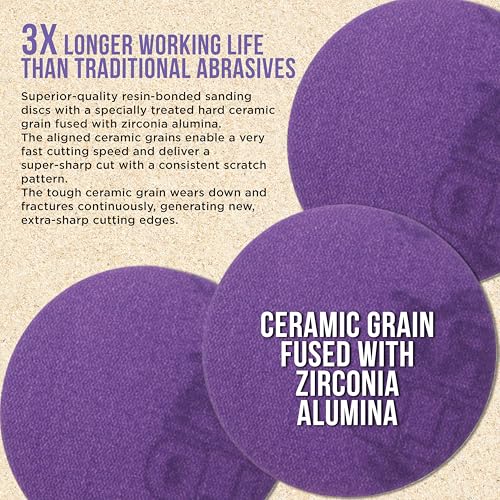 Dura-Gold Premium 400 Grit 3" Purple Film Ceramic Sanding Discs, Box of 30 - style: 400 Grit