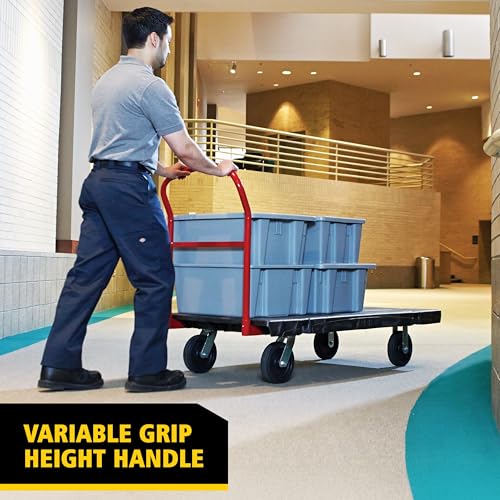 Rubbermaid Commercial Products Heavy-Duty Platform Truck, 2,000 Pound Capacity, 24" x 48" Platform, 8" TPR Casters, Black, for Warehouse/Garage/Cleaning/Manufacturing - size: 24x48, style: TPR Casters