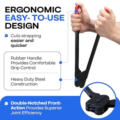 IDL Packaging C-3123 Double-Notched Front-Action Sealer/Crimper for 3/8" Steel Strapping – Durable Tool with Long Handle – Good for Horizontal and Vertical Operation – Heat-Treated Wearing Steel Parts - size: for 3/8" steel strapping