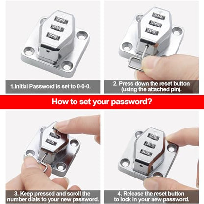 1 Pack Password Rotary Hasp Locks, Collapsible Solid 304 Stainless Steel - color: 1 Pack(Combination Lock) White