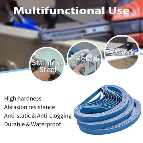 1/2" x 18" Zirconia Sanding Belts, 80 Grit, 30 Pack - color: 80 Grit, size: 1/2x18 inch