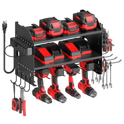 CCCEI Modular Power Tool Organizer Wall Mount with Charging, Black, 1 Pack - color: Black