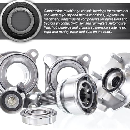 BBMB 6206-RS Double Rubber Seal Deep Groove Ball, P5 High-Precision and Strong Torque Performance, 30x62x16mm Chrome Steel Bearings (2Pack)
