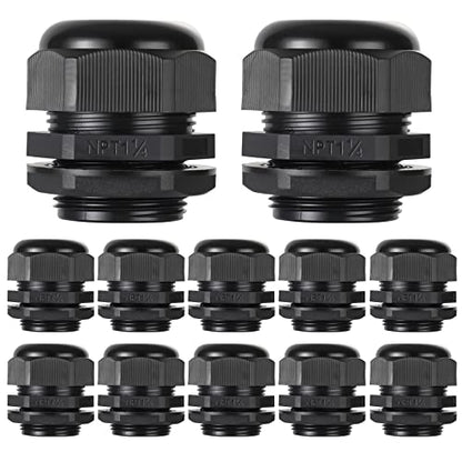 PENGLIN Cable Glands 1-1/4" NPT Nylon Cable Connector(12-Pack) - color: Black, size: 1-1/4 Inch (12-Pack)