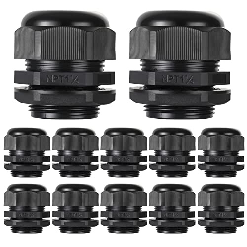 PENGLIN Cable Glands 1-1/4" NPT Nylon Cable Connector(12-Pack) - color: Black, size: 1-1/4 Inch (12-Pack)