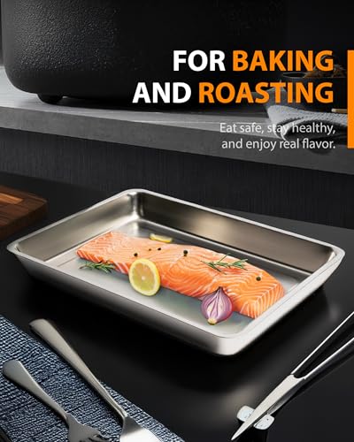 304 Stainless Steel Baking Pans Set, 2 Inch Deep Oven Pan, 16/12/9"