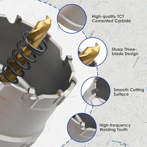 Sollar 18PCS TCT Carbide Hole Saw Kit, 5/8"-2-1/4" (16-57mm) for Metal - style: Aluminum box 18Pcs