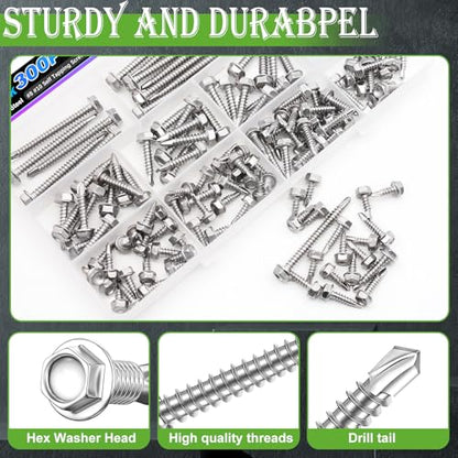 mxuteuk 300PCS #8#10 Self Tapping Screws for Metal,410 Stainless Steel - size: SV 300PCS #8 #10 Kit