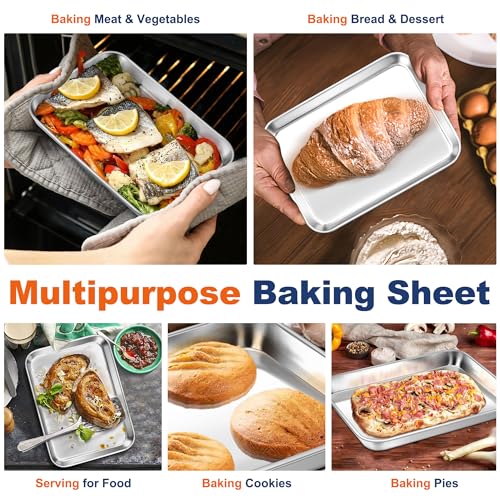 P&P CHEF Baking Sheet Pan, Stainless Steel Cookie Sheet, 9 Inch & 2 Pcs - size: 9 Inch