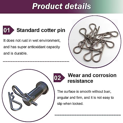 15Pcs Heavy Duty Hitch Pins Clip R Clips Cotter Pins, Stainless Steel Spring Retaining Wire Hair Pins， Large for Trailer Tractors Mower Carts Truck Pin Clip，Strong Spring Tension M3x60mm - size: M3×60mm-15pcs 304 Stainless Steel