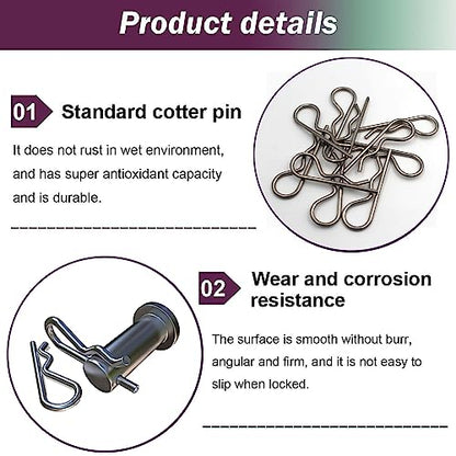 15Pcs Heavy Duty Hitch Pins Clip R Clips Cotter Pins, Stainless Steel Spring Retaining Wire Hair Pins， Large for Trailer Tractors Mower Carts Truck Pin Clip，Strong Spring Tension M3x60mm - size: M3×60mm-15pcs 304 Stainless Steel