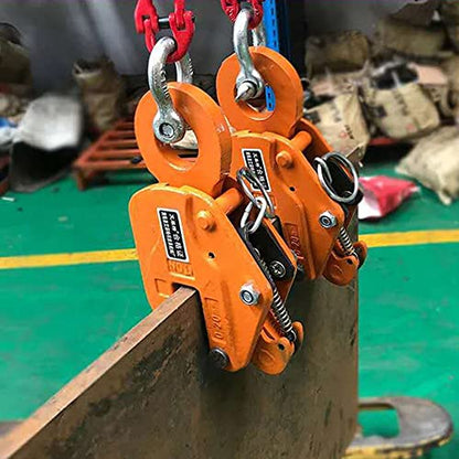 CNCEST 3 tons Vertical Crane Plate Lifting Clamp With Lock Industrial Hoist Hook Chain Plate Clamp Sheet Metal Lifting Clamp