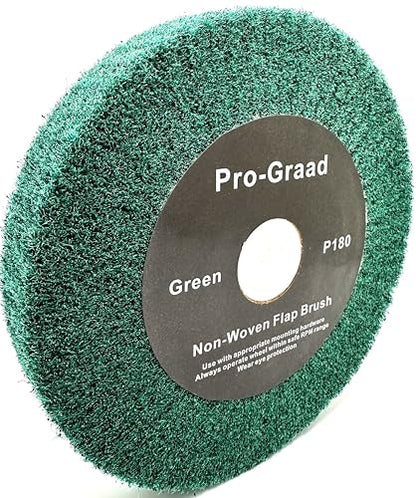 6" x 1" P180 Grit Green Non-Woven Flap Brush Wheel - style: 6" x 1" x 1" Green
