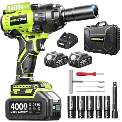 Robustrue 1032 ft-lbs(1400N.m) 1/2 Inch Cordless Brushless Impact Wrench - size: 1400N.m