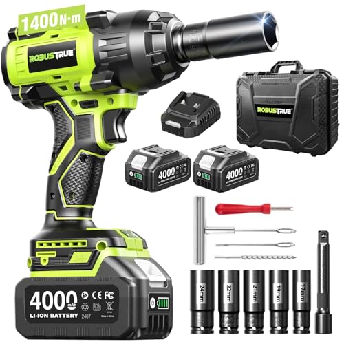 Robustrue 1032 ft-lbs(1400N.m) 1/2 Inch Cordless Brushless Impact Wrench - size: 1400N.m
