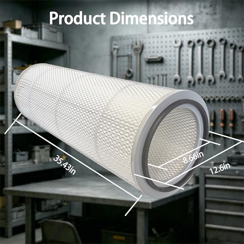 Dust Collector Filter Cartridge with Outer Mesh OD 12.6'' H 35.42'' (320 * 900mm) for Powder Dust Collector Sand Blast Coating Shot Blasting Machine Filter Element - size: 320*900