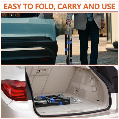 3-in-1 Folding Hand Truck, 500 lb Heavy Duty Steel Dolly - color: Blue