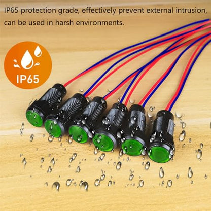 Gebildet 6pcs Green LED Indicator Pilot Light 110VAC Mounting Hole Size 10mm(Flame Retardant Plastic Shell) - color: Green 110-220V/Black shell