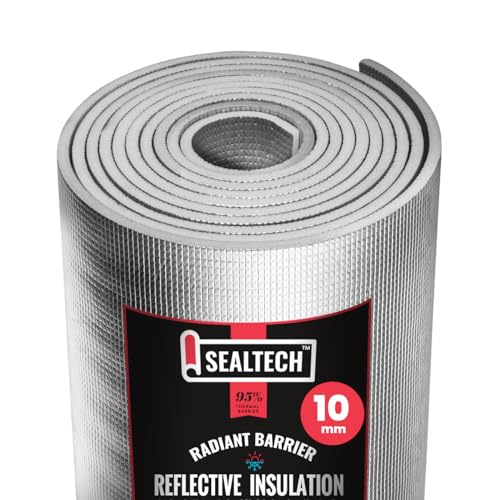 Ultra Heavy Duty 10mm Reflective Insulation Roll - Premium Foam Core Radiant Barrier for Energy Conservation -Commercial Grade Soundproofing Thermal Shield for Indoor and Outdoor (16" X 75') - size: 16" X 75'