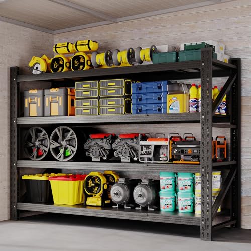 BYNSOE 60" W Storage Shelves 5000lbs Garage Metal Shelving Heavy Duty Garage Shelves Adjustable Storage Shelves for Industrial, Factory, (60" W X 24" D X 70" H) - color: Black, size: 60" W X 24" D X 70" H