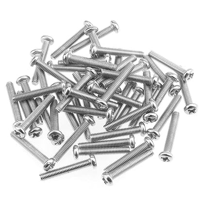 HELIFOUNER 100 Pieces M3 x 18mm, Thread Pitch 0.5mm, 304 Stainless Steel (18-8) Phillips Pan Head Machine Screws, Fully Threaded - size: M3 x 18mm (100 PCS)