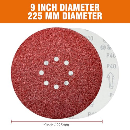 30 PCS 9 Inch Drywall Sanding Discs 40 Grit 8 Hole - color: 8 Hole, size: Grit 40