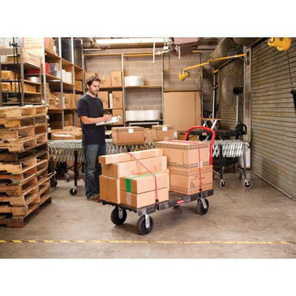 Rubbermaid Commercial Products Heavy-Duty Platform Truck, 2,000 Pound Capacity, 24" x 48" Platform, 8" TPR Casters, Black, for Warehouse/Garage/Cleaning/Manufacturing - size: 24x48, style: TPR Casters