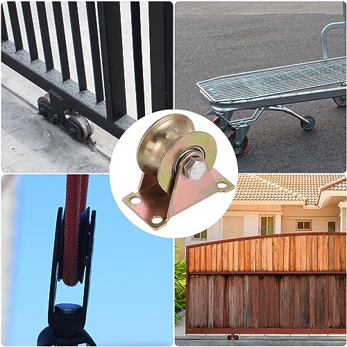 HARFINGTON 4pcs U Groove Caster 1.85" U-Shaped Sliding Gate Wheel with Bracket, Load Capacity 88lbs Per Wheel, for Inverted Track, Rolling Gate, Sliding Gate, Industrial Machines - size: 1.85 inch