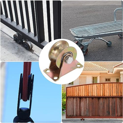 HARFINGTON 4pcs U Groove Caster 1.85" U-Shaped Sliding Gate Wheel with Bracket, Load Capacity 88lbs Per Wheel, for Inverted Track, Rolling Gate, Sliding Gate, Industrial Machines - size: 1.85 inch