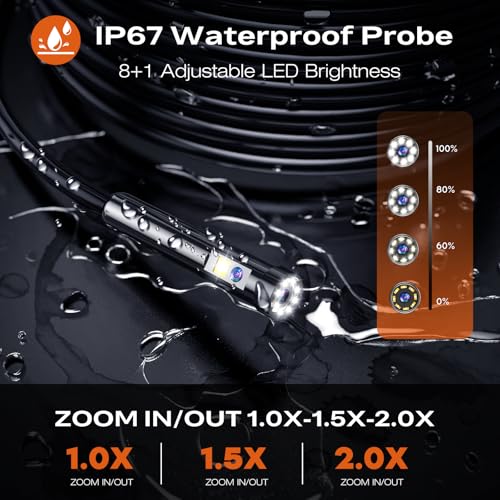 Dual Lens Endoscope Camera with Light, 4.3" IPS 1920P HD Borescope Camera - size: 16.5FT Dual Lens