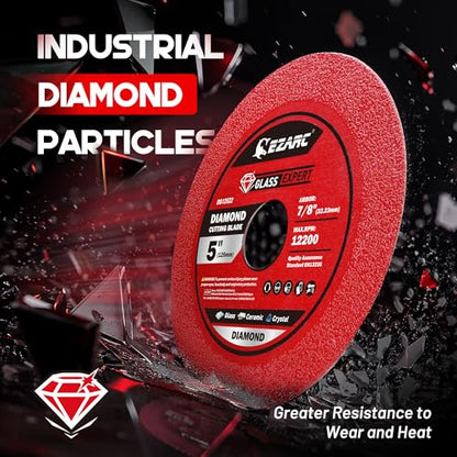 EZARC 5 Inch Diamond Blade for Tile Ceramic Glass, 7/8" Arbor, 2-Pack - size: 5 Inch