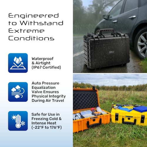 B&W INTERNATIONAL Jet 5000 Outdoor Tool Case with Pocket Tool Boards, Black - size: JET 5000 - Large Rugged Case