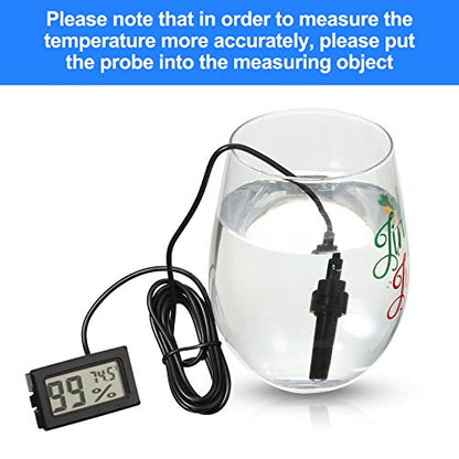 Weewooday 3 Pcs Digital Humidity Meter with Probe LCD Thermometer,Black - size: Black