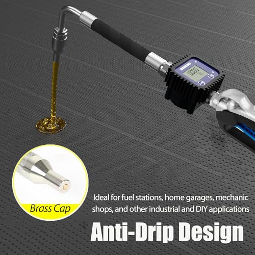 Air Operated Oil Control Valve, Digital Flow Meter Oil Metering Gun, 10 GPM 1500 PSI Heavy Duty Engine Motor Oil Dispenser Nozzle, 1/2 inch NPT Inlet