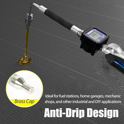 Air Operated Oil Control Valve, Digital Flow Meter Oil Metering Gun, 10 GPM 1500 PSI Heavy Duty Engine Motor Oil Dispenser Nozzle, 1/2 inch NPT Inlet
