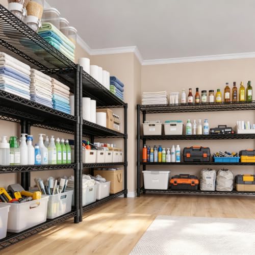 Garvee 4-Tier Wire Shelving 2560LBS Heavy Duty Storage Shelves Garage Rack - size: 47.2"W x 63"H x 17.7"D
