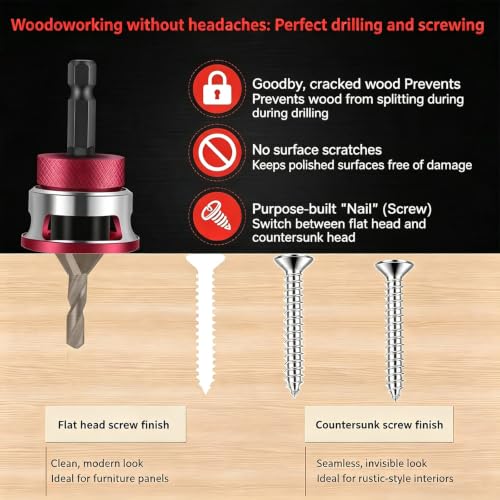 9 PCS Countersink Drill Bit Set, DIY Woodworking Drill Bits