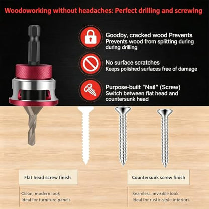9 PCS Countersink Drill Bit Set, DIY Woodworking Drill Bits