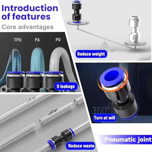 30-PACK 3/8" Tube OD Straight Push to Connect Fittings,PU-3/8 Union/Coupler Pneumatic Quick Connect Air Line Push Lock Hose Fittings - size: 3/8"OD/BLUE