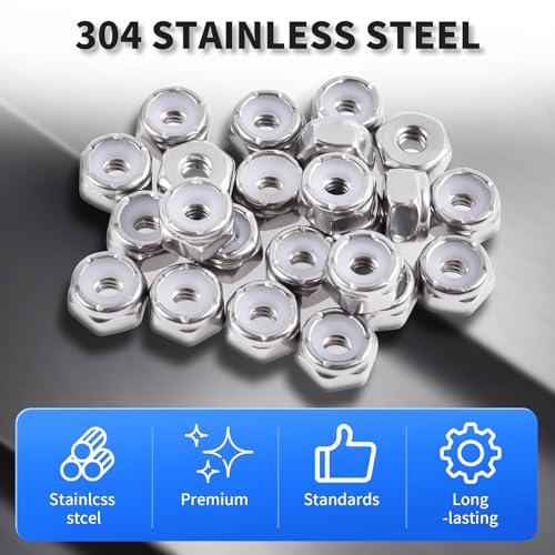10pcs 4#-40 Nylon Inserted Hex Lock Nuts, 304 Stainless Steel - size: 10pcs 304 4#-40