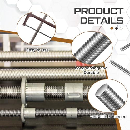 Blulu 4 Pcs Stainless Steel All Thread Rod, 1/4"-20 x 36 Fully Threaded - size: 1/4"-20 x 36"