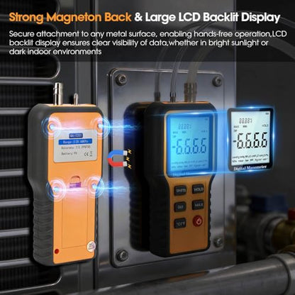Manometer, Dual-Port Digital Manometer HVAC, Gas Pressure Tester - size: 0.4&0.8inch