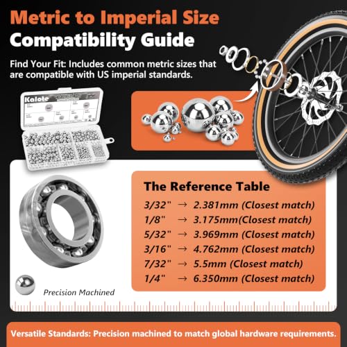 720 Pcs G25 Chrome Steel Bearing Balls Kit, 3/32"-1/4" Imperial - size: 720PCS 3/32"-1/4"