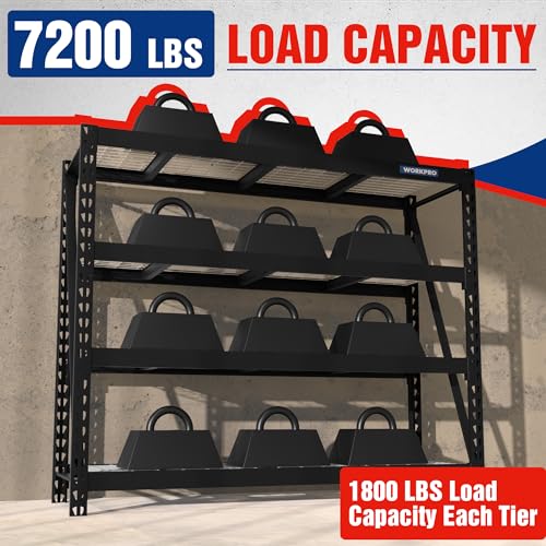 WORKPRO Heavy Duty Metal Garage Shelving, 68"W x 24"D x 65"H, 7200 LBS Load - color: Black, size: 68"W x 24"D x 65"H