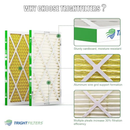 TRIGHTFILTERS 14x20x1 Air Filter MERV 11 HVAC Furnace Filter Pleated 2 Pack - size: 14x20x1