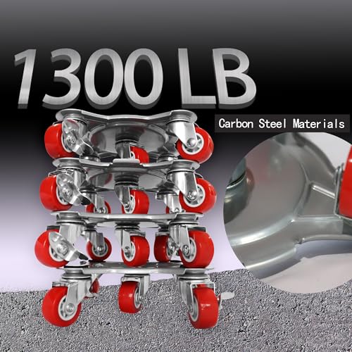 Furniture Dolly & Furniture Rollers Mover with 5 Wheels, Carbon Steel Panel Furniture Lifter Set Up to 1300LBs, for 360° Rotation Shifting Moving Heavy Duty Refrigerator, Sofa, Cabinet - size: Large