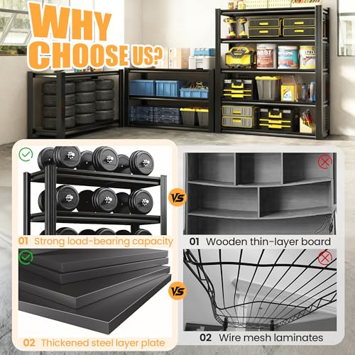 Heavy Duty 5 Tier Metal Garage Shelving, 72" H × 36" W × 16" D - size: 31.5"H × 34"W × 18"D