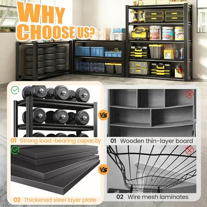 Heavy Duty 5 Tier Metal Garage Shelving, 72" H × 36" W × 16" D - size: 31.5"H × 34"W × 18"D