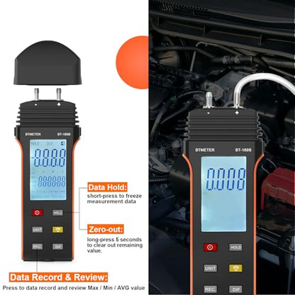 BTMETER Hot Wire Anemometer Dual Port Manometer Kit - 12 Selectable Units - color: Red